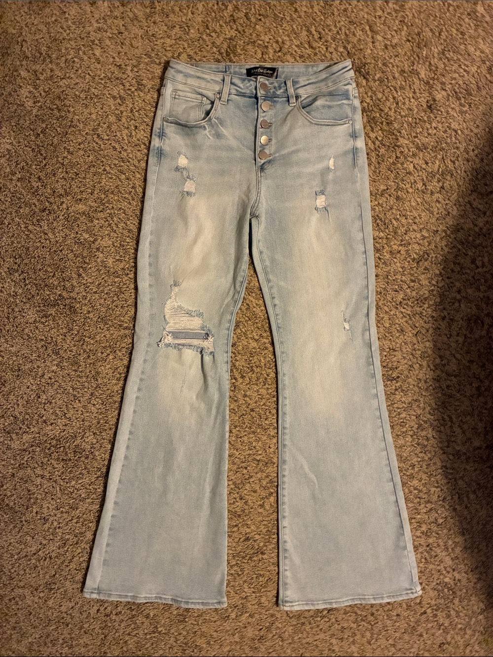 Risen Mid-Rise Button Down Flare Jeans- size 11/30